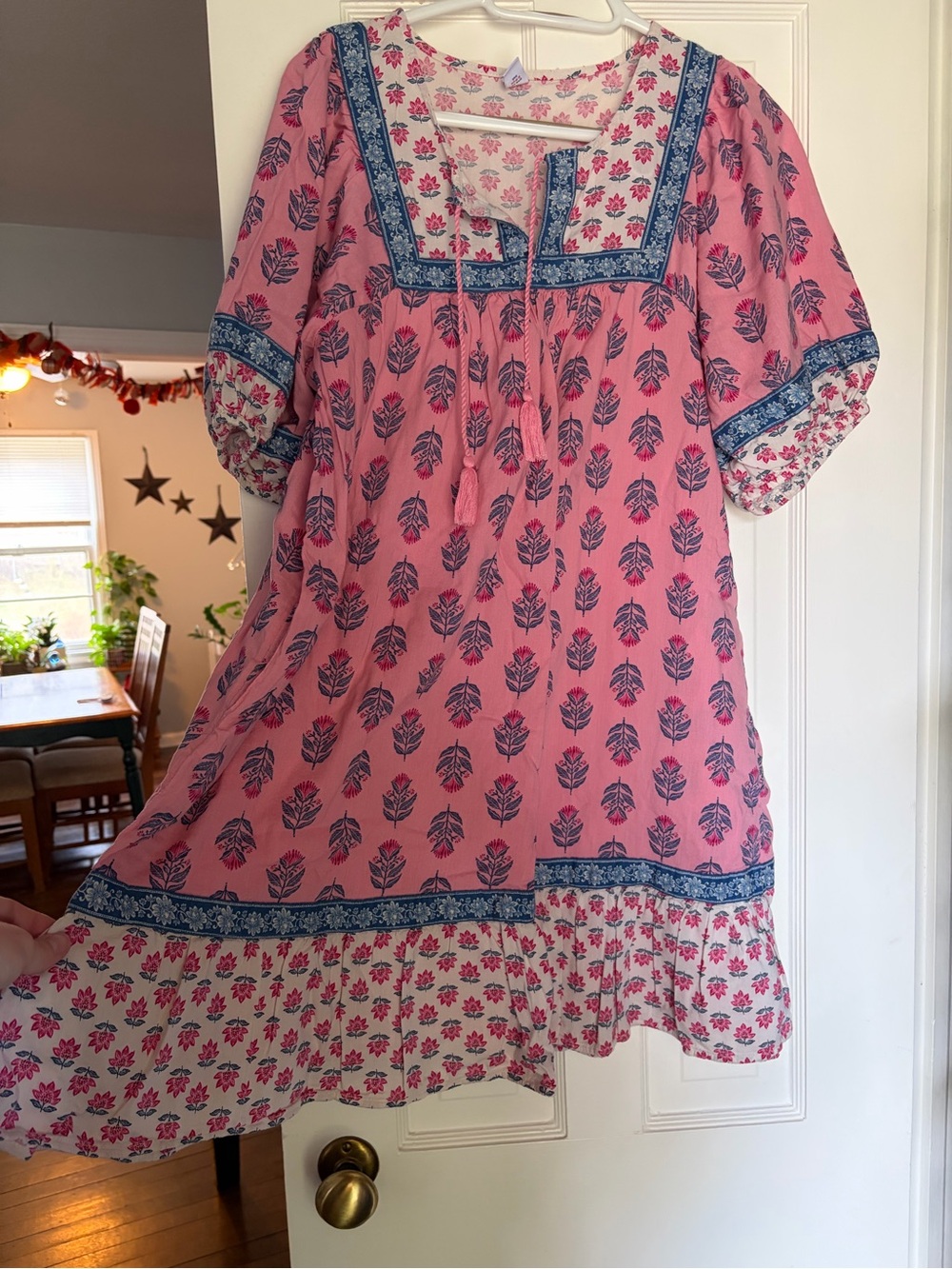 Old Navy Pink Mini Dress with Navy Floral Trim
